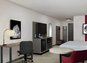 Juego de muebles de dormitorio de hotel de madera de diseño moderno de AmericInn Muebles tapizados de cama y habitación para apartamentos y villas - Product Image 6