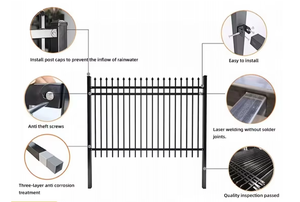 Clôture en métal moderne bon marché, galvanisée, à piquets, en fer forgé, pour route, jardin, terrain, école, aire <span class=keywords><strong>de</strong></span> jeux, panneaux <span class=keywords><strong>de</strong></span> clôture en acier, clôture <span class=keywords><strong>de</strong></span> sécurité - Product Image 5