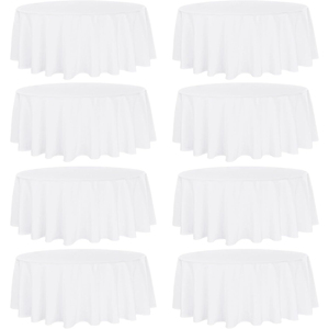 Mantel Redondo de Poliéster Jacquard de 120 y 132 Pulgadas, Color Blanco, para Bodas, Fiestas, Banquetes, Eventos y Restaurantes, Gran Venta - Product Image 1