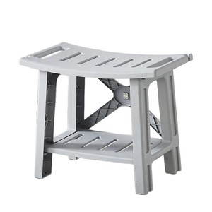 Tabouret de douche pliable en plastique avec rangement pour salle de bain et baignoire - Product Image 4