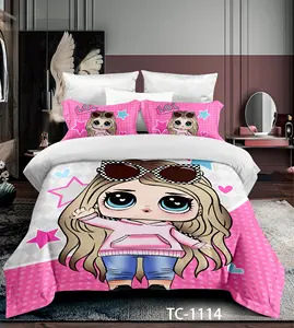 Linen Bedsheet Luxury Digital Cartoon Printing Bedding Set Bed Sheet Set 100% Cotton/100% Microfiber Case For Kids