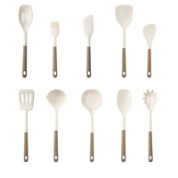 Ensemble d'ustensiles de cuisine en silicone personnalisé de 10 pièces, sans BPA, résistant à la chaleur, spatule et cuillère en silicone