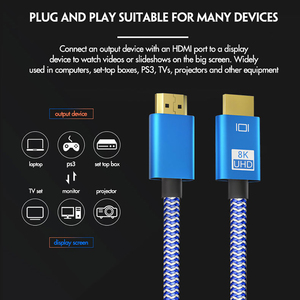Justlink UHD <span class=keywords><strong>HDMI</strong></span> V2.1 Tresse Câble 8K 60Hz 4K 144Hz <span class=keywords><strong>Haute</strong></span> <span class=keywords><strong>Performance</strong></span> Audio Vidéo Câble HDTV Moniteur Ordinateur Projecteur Maison - Product Image 4