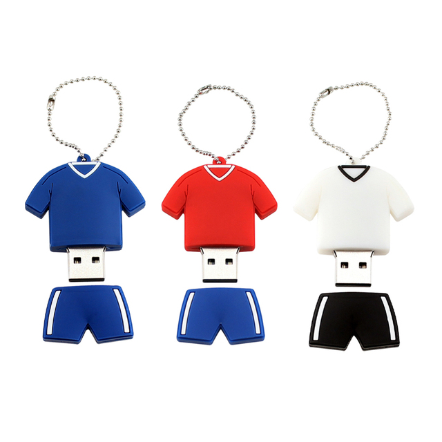 Custom PVC Football Jersey Shaped USB Flash Drive With Keychain Metal Gift Box Printed Logo Sports Club Promotional Souvenir