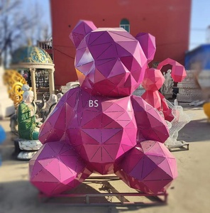 Escultura Grande <span class=keywords><strong>de</strong></span> Acero Inoxidable para Exteriores, Oso Iluminado <span class=keywords><strong>de</strong></span> Pie, para Jardín, Punto Turístico, Decoración Metálica para Paisajes - Product Image 6