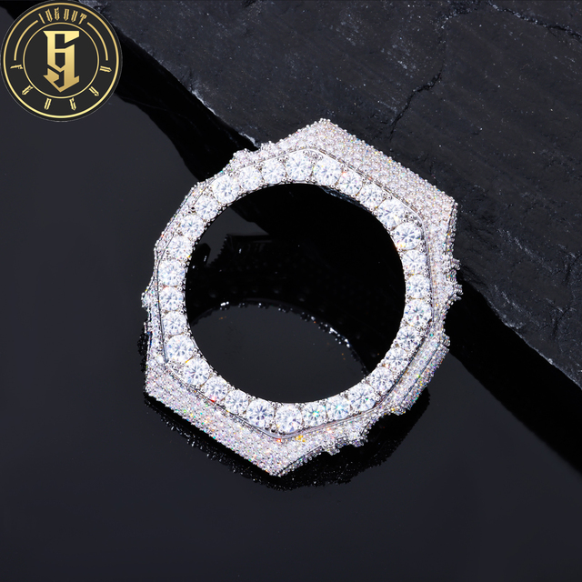 Iced Out Buss Down GA2100 Watch Accessaries Parts Dial Case Gold Plated Hip Hop VVS D Moissanite Diamond Watch Bezel Buckle Men