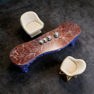 <span class=keywords><strong>Tavolino</strong></span> da Caffè di Lusso in Marmo, Arredamento Moderno per <span class=keywords><strong>Soggiorno</strong></span>, Piano in Pietra Ovale, <span class=keywords><strong>Tavolo</strong></span> Centrale di Design per Villa, Hotel, Casa - Product Image 4