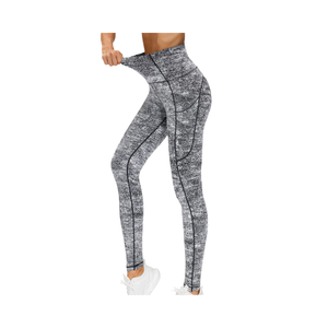 Legging de yoga taille haute en tricot croisé à motif uni, avec taille élastique, effet push-up fessier, délavé, écologique, pour le sport et le fitness - Product Image 1