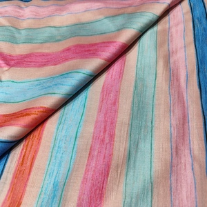 Tela Ligera de Seda Chanderi con Estampado de Rayas de Diseño, Multicolor, Suave, Transpirable, de Secado Rápido, para Textiles del Hogar, Dupatta, Vestido - Product Image 4