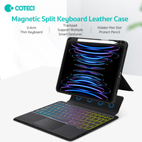COTECi casing pelindung Keyboard, sarung HP terpisah magnetik RGB Backlit untuk iPad 7 8 9 10 11 Generation 10.2 10.9 inci