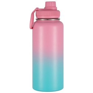 Toptan stoklanan 32oz sızdırmaz paslanmaz çelik eko spor su şişeleri ile degrade renkler toz kaplı yılbaşı hediyeleri - Product Image 3