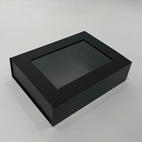 Scatole Regalo Personalizzate con Finestra, Confezione Pieghevole in Cartone Nero con Coperchio Trasparente, Imballaggio per Vendita al Dettaglio