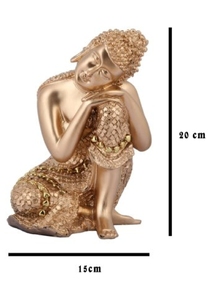 Statuette de Bouddha dorée en résine, décoration spirituelle traditionnelle pour la maison, ornement de table intérieur, élégante pièce d'art pour le salon, méditation - Product Image 4