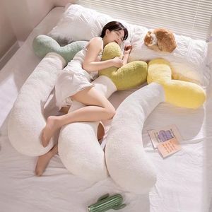 Oreiller corporel en peluche en forme de U 140x71x18cm pour les dormeurs latéraux, coussin de soutien pour femmes enceintes, couleur unie, amovible et lavable - Product Image 2