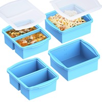 Bac de congélation en silicone avec couvercle, contrôle des portions de 1 ou 2 tasses, récipient de stockage de soupe anti-fuite, compatible four jusqu'à 428°C ° F, sans BPA