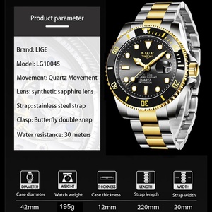 Montre LUIK, marque haut de gamme, mode, montre de plongée pour homme, étanche, date, montre de sport, montre à quartz pour homme, Relogio Masculino - Product Image 2