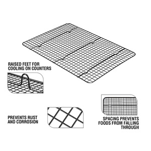 Grille de refroidissement noire 46x26x3.4cm, grille rectangulaire antiadhésive pour gâteaux et pains, outil de cuisson - Product Image 5