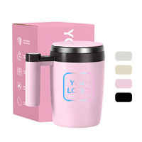 Mug à café intelligent à agitation automatique avec affichage de la température, 380 ml, en acier inoxydable sans soudure, avec poignée