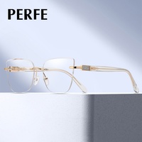 82161 <strong>Douyin</strong> Female Model's <strong>Hot</strong> Selling Myopia-Diamond Rimless Glasses Exquisite Craftsmanship Diamond Solid Eyeglasses Frames
