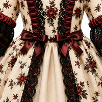 Robe de poupée BJD victorienne personnalisée, style rococo, tenue de poupée à imprimé floral, vêtements de poupée vintage en dentelle, costume long BJD