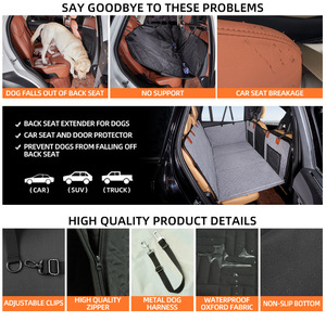 Housse de siège arrière 100% imperméable Housses de siège de voiture avec fenêtre en maille Anti-rayures Antidérapant Écrans et cloisons de voiture - Product Image 6