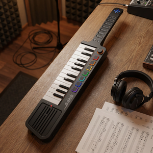 Teclado MIDI Multifuncional Midiplus Band Keytar de 25 Teclas Sensibles a la Velocidad con 7 Pads de Percusión RGB y Modo de Arpeggio - Product Image 1
