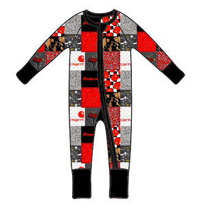 カラフルなカスタムプリントクールチェック三日月ジッピージャンパースーツパジャマ新生児スリーパー赤ちゃんストライドジッパーロンパー - Product Image 5