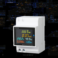 Compteur d'énergie électrique 6-en-1 sur rail DIN, moniteur de fréquence AC 40-300V 100A, mesure active KWH, facteur de puissance en plastique, affichage LED, données sur 1 an