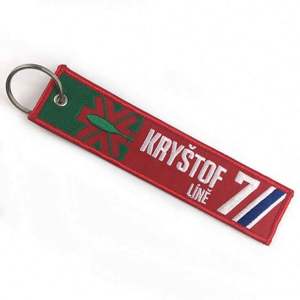 Customize <b>Personal</b> Logo Woven Embroidered Key Chain Fabric Key Tag Design Woven Embroidery <b>Keychains</b> - Product Image 1