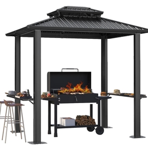 Dwoo Outdoor Patio Aluminum Frame Barbecue Pergola Galvanized Steel Double Roof 6x8ft Hardtop Gazebo DWG0009-TD <b>Garden</b> Gazebo - Product Image 6