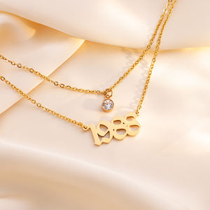 Vendita calda delle donne delle ragazze <span class=keywords><strong>regalo</strong></span> 1988 anniversario anno di <span class=keywords><strong>nascita</strong></span> collana 18K oro placcato con pietra portafortuna - Product Image 5