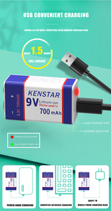 ליתיום 9 וולט 500mAh 700mah USB טעינה מהירה ליתיום יון 9 v נטענת סוללה עבור מודד גלאי עשן - Product Image 5