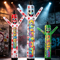 Homme gonflable tubulaire à bras unique avec motif personnalisé, danseur d'air imprimé intégral avec lumière LED, motif de dessin animé de bienvenue