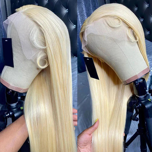 Parrucca Full Lace 13x6 con <span class=keywords><strong>Capelli</strong></span> Veri Peruviani Lisci, Trasparente Bionda, per Donne Belle, Onda Naturale - Product Image 4