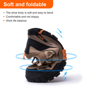 Scarpe Antinfortunistiche da Lavoro per <span class=keywords><strong>Uomo</strong></span> e Donna, Suola in Gomma Marrone, Punta in Acciaio, Antiscivolo, Morbide, alla Moda, Leggere, con Allacciatura Rapida - Product Image 3