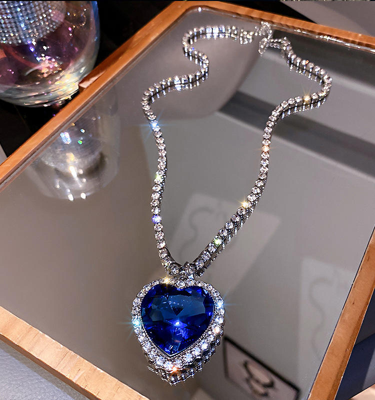 Titanic Ocean Blue Heart Love Forever Pendant Diamond Necklace Jewelry  Wholesale
