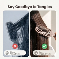 Brosse démêlante écologique en poils de sanglier éventilée, sans douleur, pour le cuir chevelu, avec picots creux, pour café recyclé