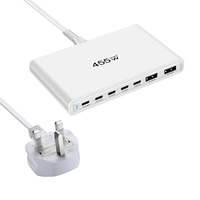 Station de charge Mindpure 455W GaN, chargeur USB C de bureau à 7 ports, 5 USB-C, 2 USB-A, PD 100W, 65W, charge rapide pour ordinateurs portables