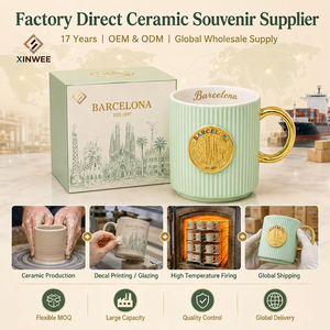 Taza de Café de Cerámica de Recuerdo de <span class=keywords><strong>Barcelona</strong></span>, España, Diseño Sagrada Fامília con Insignia Metálica, para Venta al por Mayor OEM de Porcelana Nueva - Product Image 6