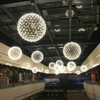 Lustre LED romantique en forme de boule ronde en acier inoxydable, style nordique, pour restaurant, hôtel, gypsophile