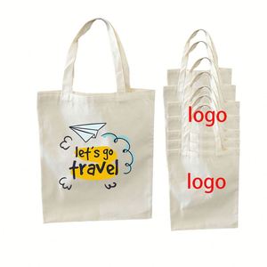 Sacs fourre-tout en toile personnalisés avec logo imprimé, vente en gros, sacs cadeaux à poignée, sacs de shopping tendance pour femmes - Product Image 1