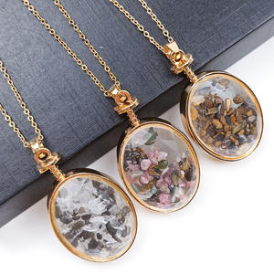 Pietra naturale Ellittica Che Augurano Ciondolo Bottiglia Drift Bottiglia Collana con Pendente Della Pietra Preziosa Dei Monili di Modo - Product Image 3