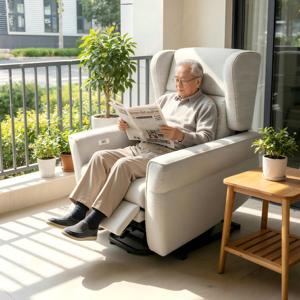 Sillón Reclinable Eléctrico Ajustable de Tela con Función de Elevación, Diseño Moderno para Asistencia a Personas Mayores, Estructura de Madera - Product Image 4
