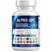 ZILI Brain Nootropic Caps W/300mg Alpha GPC PS Bacopa Ginkgo Lion's Mane Huperzine a L-Thea NAC Vit BCDE Mem Focus Cog 60 Caps