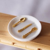 Accessoires de cuisine, miniatures vintage miniatures à l'échelle 1/12, vaisselle en métal, couverts, couteau, fourchette, cuillère