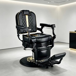 Fauteuil de Barbier Professionnel Entièrement Noir pour Hommes, Style Rétro, Cadre Robuste, pour Salon de Coiffure et Barbier (Vente en Gros) - Product Image 1
