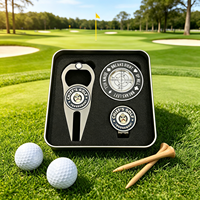 Ensemble cadeau de golf personnalisable avec MOQ, marqueur de balle style pièce de monnaie, outil de réparation de divots de golf vierge pour sublimation et jeton de poker magnétique