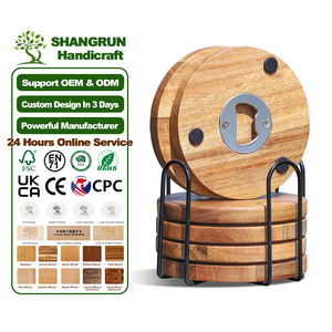 Set di Sottobicchieri in Legno con Apribottiglie per Birra, Sottobicchieri Vuoti per Bevande con Supporto per Apribottiglie - Product Image 1