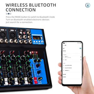 Console de <span class=keywords><strong>mixage</strong></span> compacte 7 canaux F7 avec fonction USB, mixeur audio stéréo pour guitare, instrument, micro, ligne audio, système sonore pour la maison, le studio et les spectacles en direct - Product Image 4