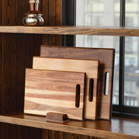 Ensemble de planches à découper de cuisine en bois d'acacia, 3 pièces, poignée épaisse, bloc de boucher, durable, passe au lave-vaisselle, plateaux en bois, découpe de viande